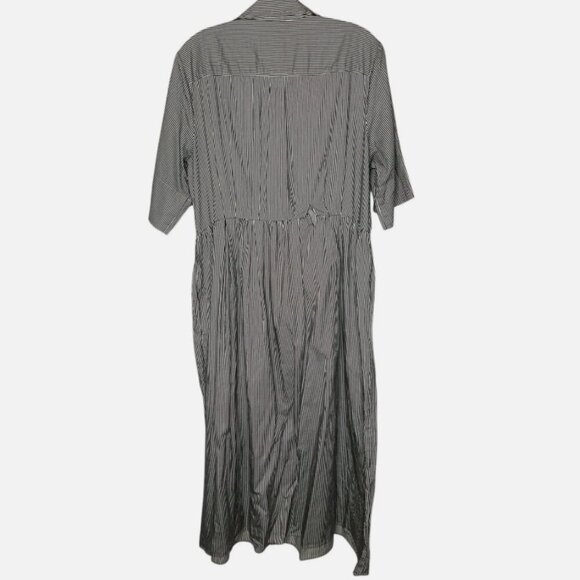 Adam Lippes Striped Midi Shirt Dress Black/White Size 14 **READ FLAW** - Picture 3 of 8